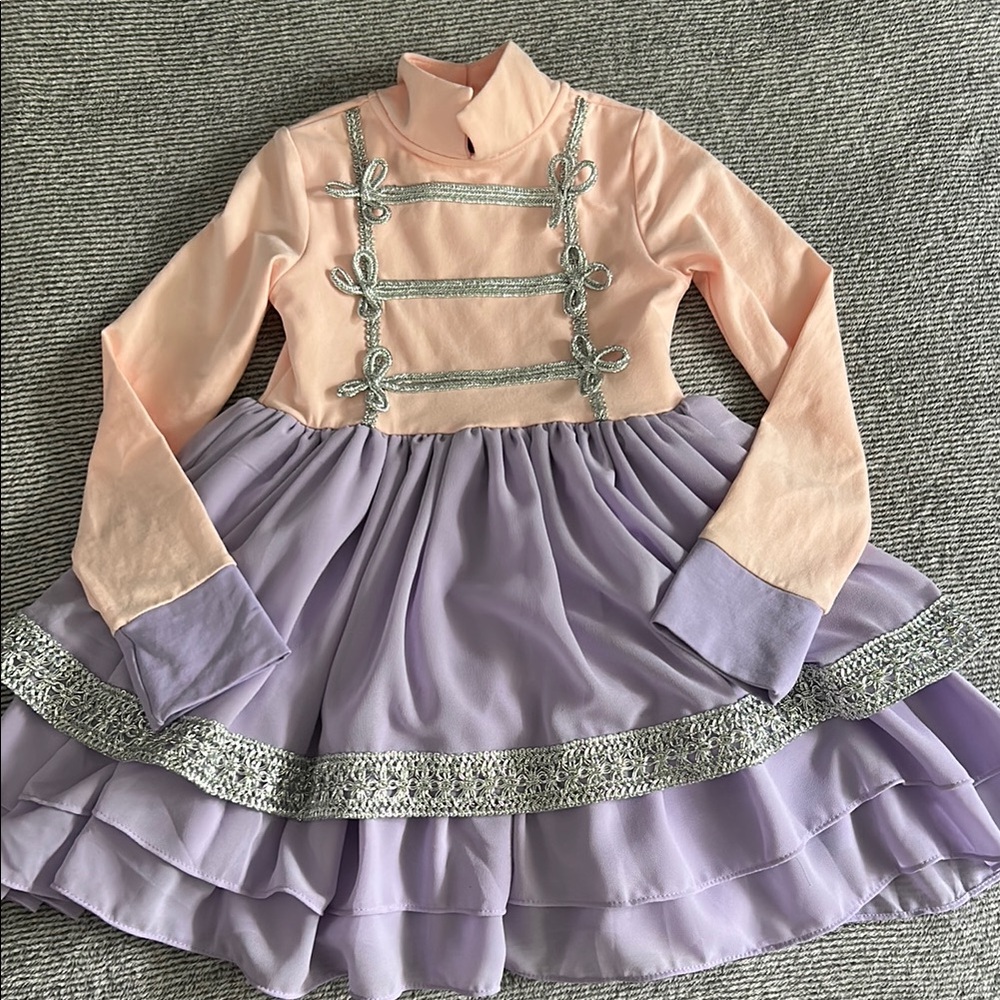 Only Little Once Pink and Purple Nutcracker Soldier Dress